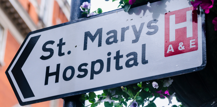 Sign for St. Mary's Hospital, London