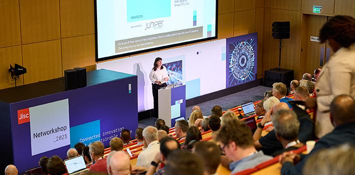 Bella Abrams, Jisc's group chief technology officer, speaks at Networkshop 2025.