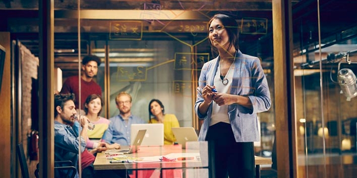 A research team in a meeting.