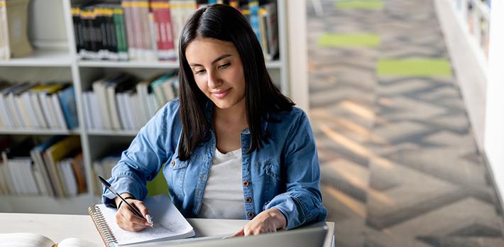 Researcher working at a desk